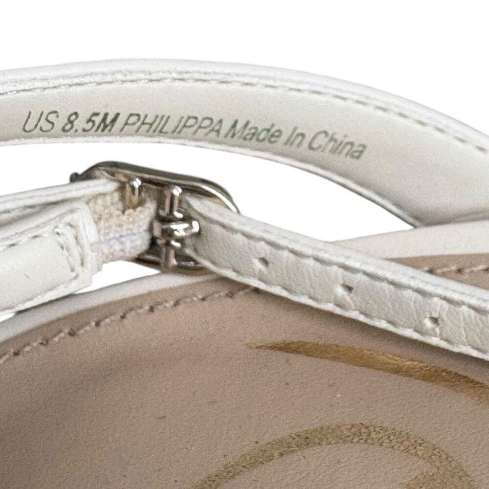 Sam Edelman Philippa Sandal Pearl Women’s Size 8.5 Ivory Embellished Kitten Heel - Picture 9 of 11